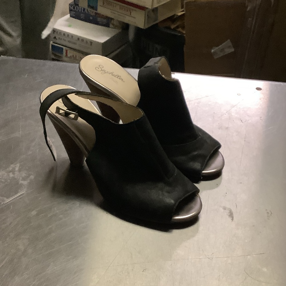 Seychelles Black Peep-Toe Heels